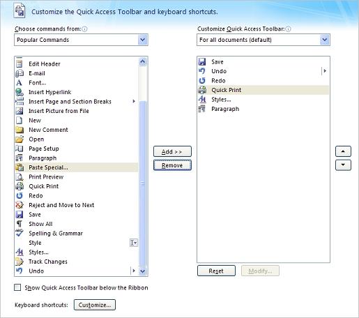 Microsoft Word Options