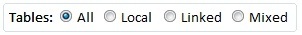 Table filter Options