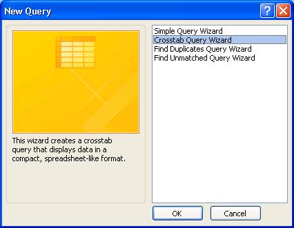 Microsoft Access Crosstab Query Wizard