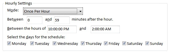 Schedule Hourly Tasks Over Midnight