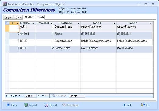 Microsoft Access Query Differences Between Modified Records
